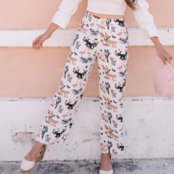 Reformation 100% linen pants safari animal print size 6 - Picture 12 of 12